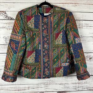 Womens VTG Vera Bradley Designs Cotton Quilted Medley 1994 Jacket Lined Blue L